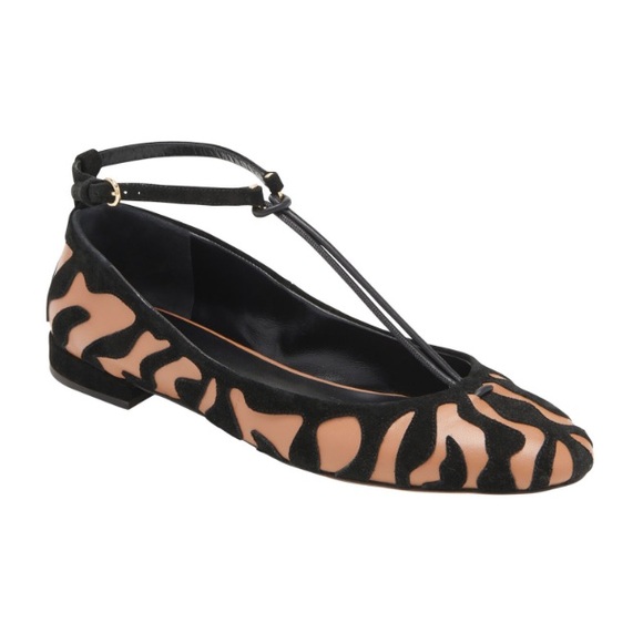 ULLA JOHNSON Polline T-Strap Leather Flats Animal